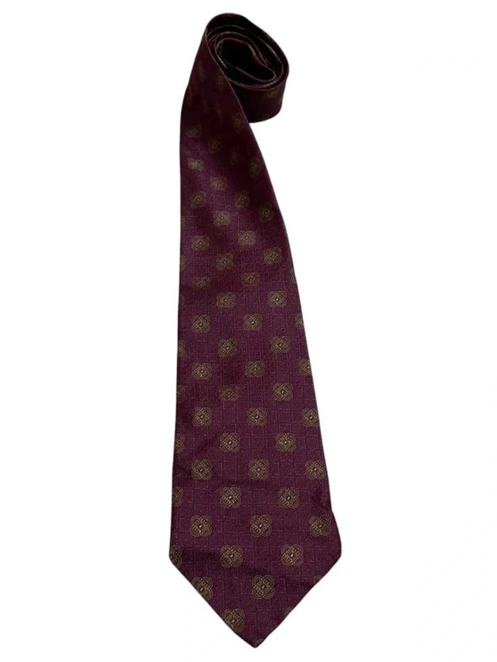 Robert Talbott Best of Class Nordstrom Burgundy Silk Gold Medallion Motif Tie